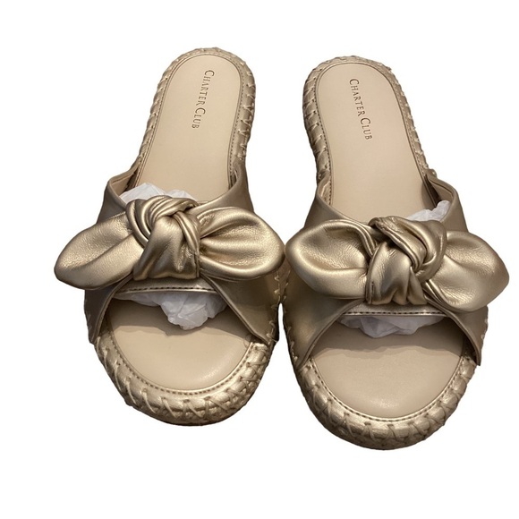 CHARTER CLUB Ashland‎ Knot Sandals gold size 8M - Picture 2 of 9